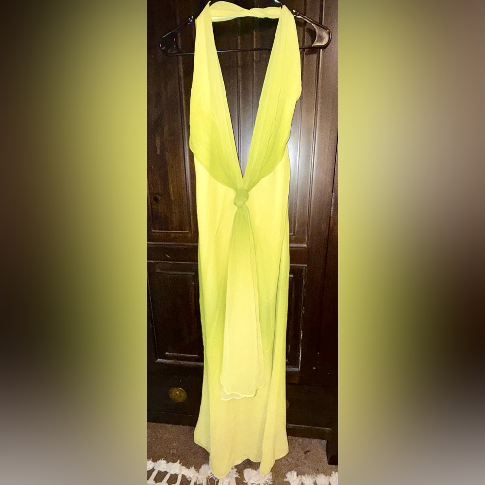 Vibrant Yellow Halter Maxi Dress